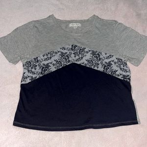 Gray, navy blue, and light blue top from Ultra Flirt
